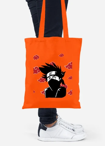 Эко сумка шопер Какаши Хатаке Наруто (Hatake Kakashi Naruto) (92102-3054-OG) оранжевая MobiPrint Lite (256923905)