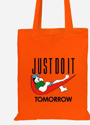 Еко-сумка шоппер JUSTDOIT tomorrow (Просто зроби це завтра) (92102-2007-OG) помаранчева MobiPrint Lite (256920585)