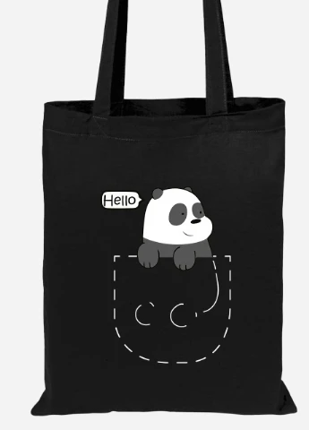Еко-сумка шоппер Вся правда про ведмедів (We Bare Bears) (92102-2903-BK) чорна MobiPrint Lite (256920814)
