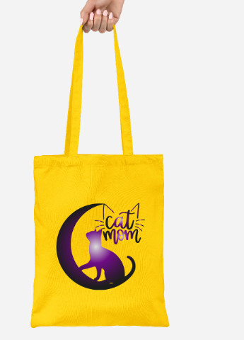 Еко-сумка шоппер Cat Mom (92102-2845-SY) жовта MobiPrint lite (256920317)