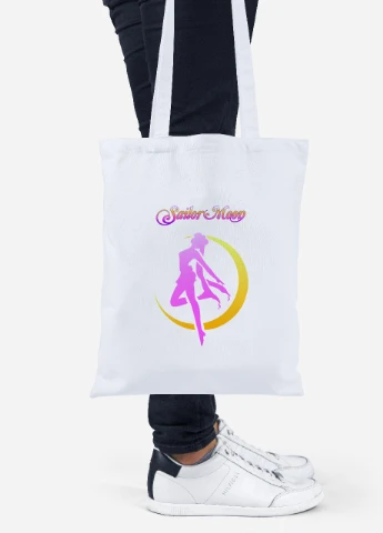 Еко-сумка шоппер Сейлор Мун (Sailor Moon) (92102-2658) біла MobiPrint Lite (256920327)