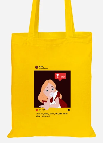 Еко-сумка шоппер Аліса з жуйкою (92102-1433-SY) жовта MobiPrint Lite (256922506)