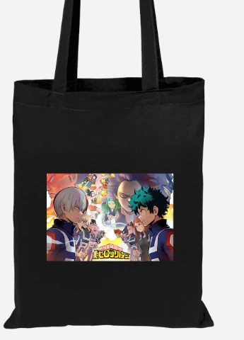Еко-сумка шоппер Моя геройська академія (My Hero Academia) (92102-3070-BK) чорна MobiPrint Lite (256921966)