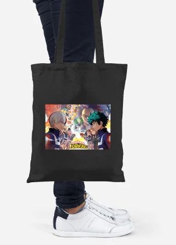 Еко-сумка шоппер Моя геройська академія (My Hero Academia) (92102-3070-BK) чорна MobiPrint Lite (256921966)