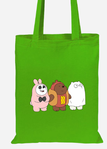 Еко-сумка шоппер Вся правда про ведмедів (We Bare Bears) (92102-2905-LM) салатова MobiPrint Lite (256924561)