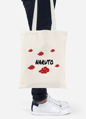 Еко-сумка шоппер Хмара Акацукі Наруто (Akatsuki Naruto) (92102-3053-BG) бежева MobiPrint Lite (256924208)