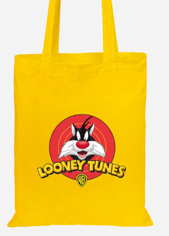 Эко сумка шопер Кот Сильвестр Луни Тюнз (Sylvester the Cat Looney Tunes) (92102-2877-SY) желтая MobiPrint Lite (256920905)