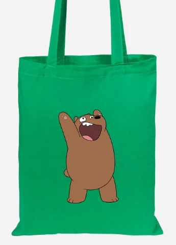 Эко сумка шопер Гризли (Grizzly) (92102-1777-KG) зеленая MobiPrint Lite (256923569)