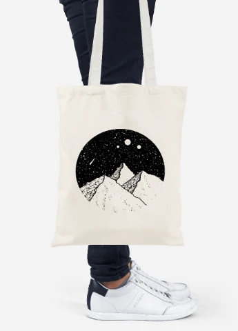 Еко-сумка шоппер Зіркові гори (Starry mountains) (92102-2846-BG) бежева MobiPrint Lite (256922872)