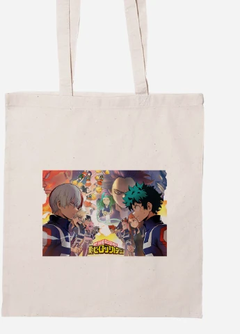 Эко сумка шопер Моя геройская академия (My Hero Academia) (92102-3070-BG) бежевая MobiPrint Lite (256922132)