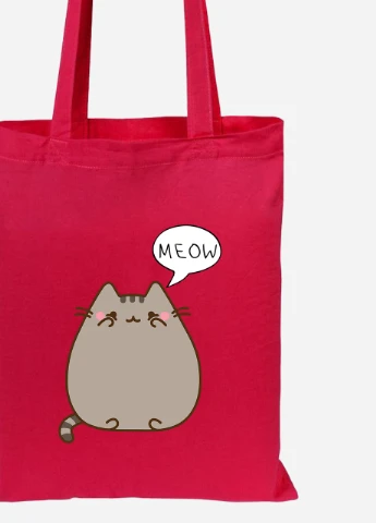 Еко-сумка шоппер Кіт Пушин (Pusheen Cat) (92102-2853-RD) червона MobiPrint Lite (256924771)