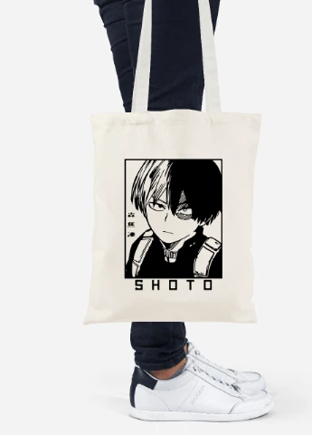 Эко сумка шопер Шото Моя геройская академия ( Shoto My Hero Academia) (92102-3051-BG) бежевая MobiPrint Lite (256924161)