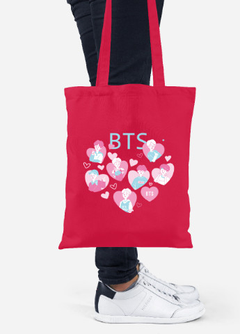 Еко-сумка шоппер БТС (BTS) (92102-3263-RD) червона MobiPrint Lite (256923131)