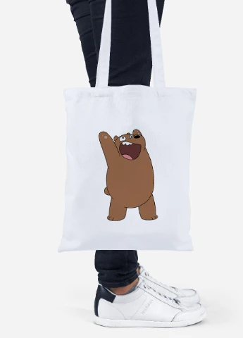 Еко-сумка шоппер Грізлі (Grizzly) (92102-1777) біла MobiPrint Lite (256922516)
