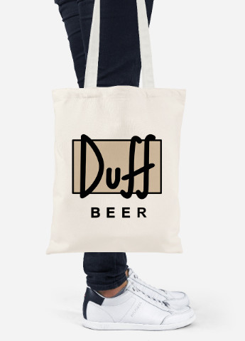 Еко-сумка шоппер Сімпсони Дафф (The Simpsons Duff Beer) (92102-1995-BG) бежева MobiPrint Lite (256922044)