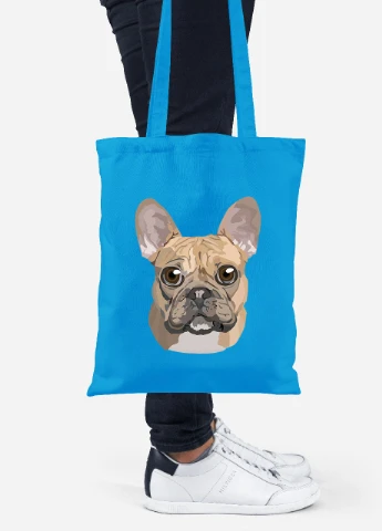 Эко сумка шопер Французкий бульдог (92102-2857-BL) синяя MobiPrint Lite (256923368)