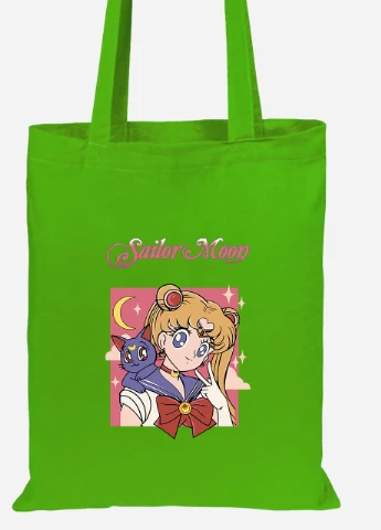 Эко сумка шопер Сейлор Мун (Sailor Moon) (92102-2659-LM) салатовая MobiPrint Lite (256924310)