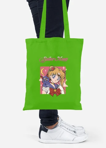Эко сумка шопер Сейлор Мун (Sailor Moon) (92102-2659-LM) салатовая MobiPrint Lite (256924310)