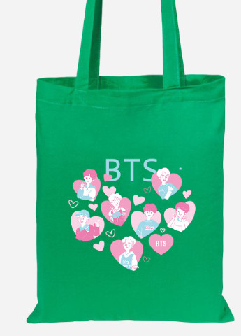 Еко-сумка шоппер БТС (BTS) (92102-3263-KG) зелена MobiPrint Lite (256922862)