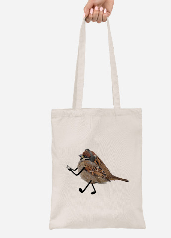 Еко-сумка шоппер Птахи SWAG (92102-1539-BG) бежева MobiPrint lite (256923465)