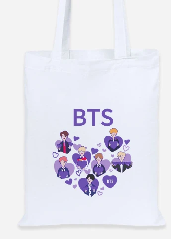 Эко сумка шопер БТС (BTS) (92102-3273) белая MobiPrint Lite (256922741)