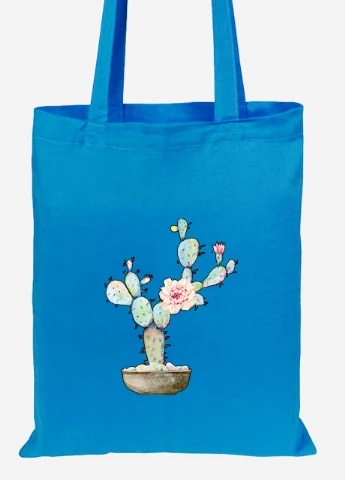 Эко сумка шопер Кактус (Cactus) (92102-1773-BL) синяя MobiPrint Lite (256924375)