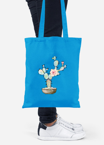 Эко сумка шопер Кактус (Cactus) (92102-1773-BL) синяя MobiPrint Lite (256924375)