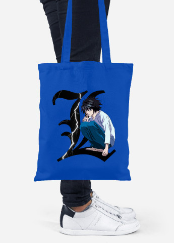 Эко сумка шопер Эл Лоулайт Тетрадь смерти ( L Death Note) (92102-2826-SK) голубая MobiPrint Lite (256922104)