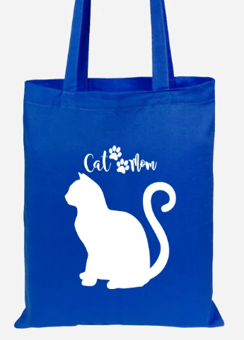 Эко сумка шопер Cat Mom (92102-2840-SK) голубая MobiPrint Lite (256924358)