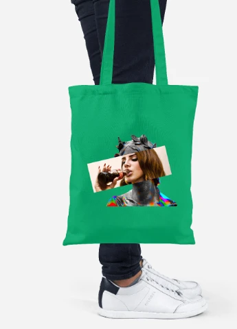 Еко-сумка шоппер Лана Дель Рей Ренесанс (Lana Del Rey Renaissance) (92102-1204-KG) зелена MobiPrint Lite (256921635)