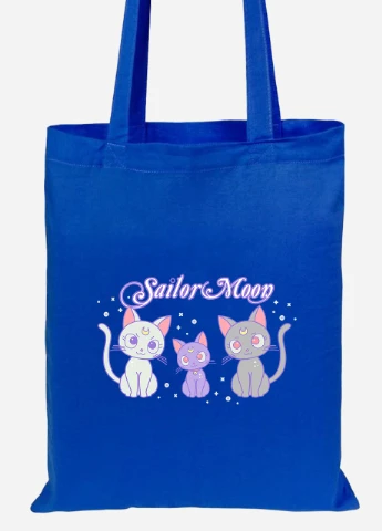 Еко-сумка шоппер Місяць Кішки Сейлор Мун (anime Sailor Moon Cats) (92102-2920-SK) голуба MobiPrint Lite (256922478)