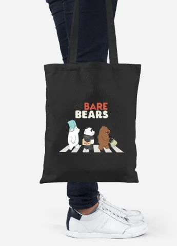 Еко-сумка шоппер Вся правда про ведмедів (We Bare Bears) (92102-2666-BK) чорна MobiPrint Lite (256920713)