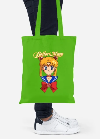 Эко сумка шопер Сейлор Мун (Sailor Moon) (92102-2915-LM) салатовая MobiPrint Lite (256924680)