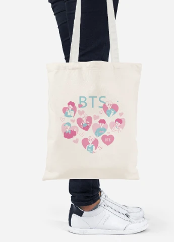 Еко-сумка шоппер БТС (BTS) (92102-3263-BG) бежева MobiPrint Lite (256923794)