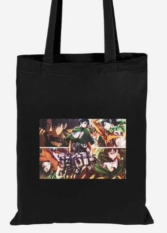 Эко сумка шопер Атака на титанов (Attack on Titan) (92102-3058-BK) черная MobiPrint Lite (256923253)