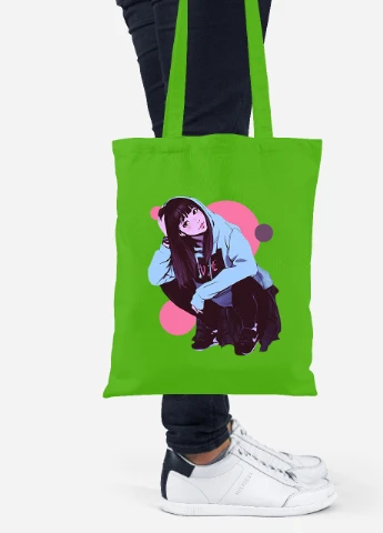 Эко сумка шопер Девушка (Girl) (92102-2836-LM) салатовая MobiPrint Lite (256924536)