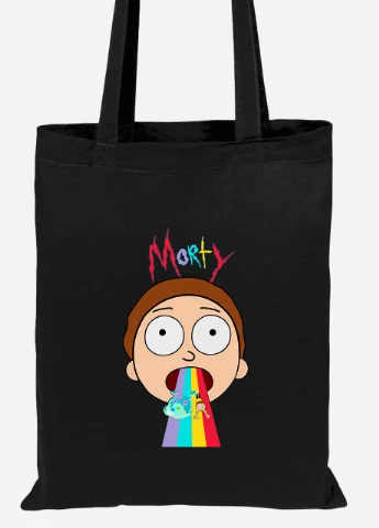 Еко-сумка шоппер Рік Санчез та Морті Сміт Рік та Морті (Rick and Morty) (92102-2946-BK) чорна MobiPrint Lite (256920543)