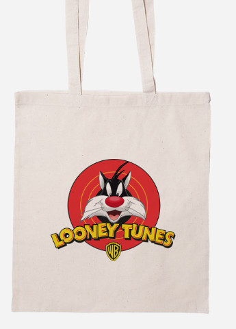 Еко-сумка шоппер Кіт Сильвестр Луні Тюнз (Sylvester the Cat Looney Tunes) (92102-2877-BG) бежева MobiPrint Lite (256924145)
