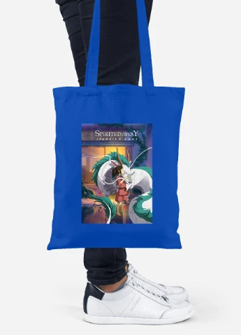 Эко сумка шопер Тихиро Огино Сэн и Хаку Унесённые призраками (Spirited Away) (92102-2829-SK) голубая MobiPrint Lite (256924694)