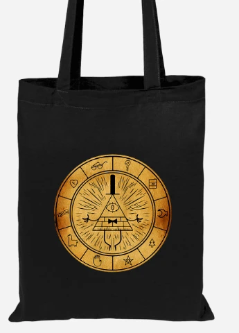 Еко-сумка шоппер Білл Шифр Гравіті Фолз (Bill Cipher Gravity Falls) (92102-2627-BK) чорна MobiPrint Lite (256921165)