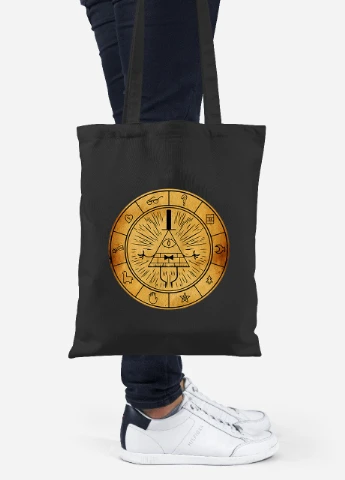 Еко-сумка шоппер Білл Шифр Гравіті Фолз (Bill Cipher Gravity Falls) (92102-2627-BK) чорна MobiPrint Lite (256921165)