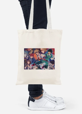 Эко сумка шопер Моя геройская академия (My Hero Academia) (92102-3063-BG) бежевая MobiPrint Lite (256923404)