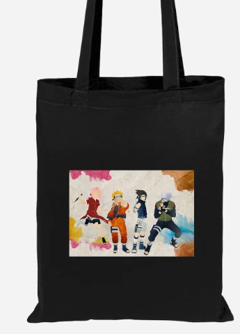 Еко-сумка шоппер Наруто (Naruto) (92102-3079-BK) чорна MobiPrint Lite (256920592)