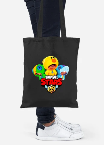 Эко сумка шопер (Brawl Stars) Бравл старс (92102-1701-BK) черная MobiPrint Lite (256921198)
