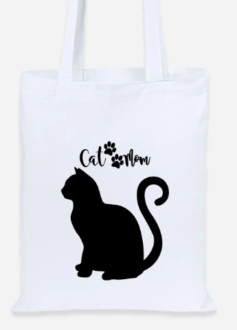 Эко сумка шопер Cat Mom (92102-2840) белая MobiPrint Lite (256921859)