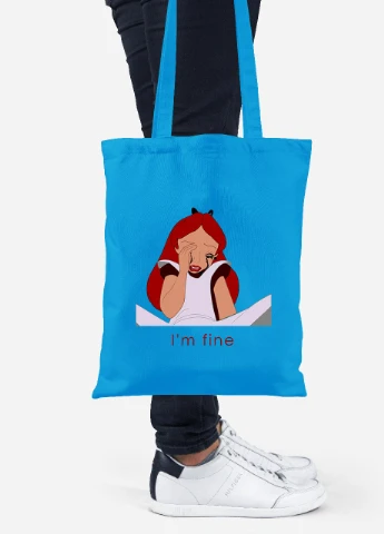 Эко сумка шопер Алиса все впорядке (92102-1440-BL) синяя MobiPrint Lite (256921404)