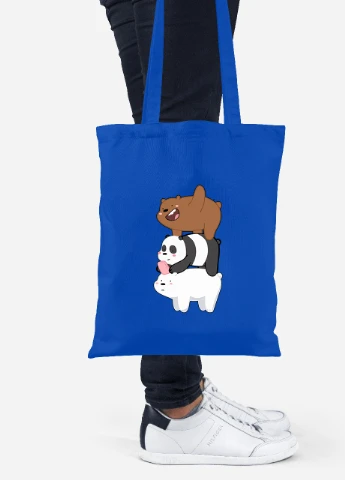 Эко сумка шопер Три медведя (We Bare bears) (92102-2643-SK) голубая MobiPrint Lite (256921267)