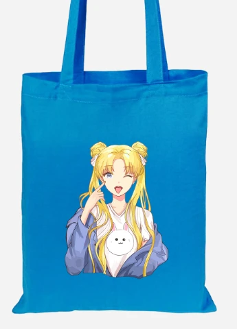 Эко сумка шопер Сейлор Мун (Sailor Moon) (92102-2925-BL) синяя MobiPrint Lite (256923893)