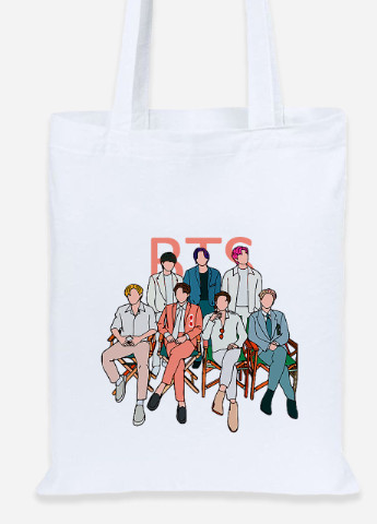 Эко сумка шопер БТС (BTS) (92102-3264) белая MobiPrint Lite (256921574)