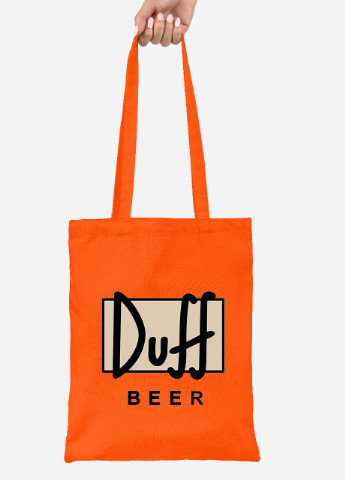Еко-сумка шоппер Сімпсони Дафф (The Simpsons Duff Beer) (92102-1995-OG) помаранчева MobiPrint lite (256920935)